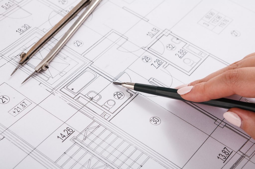 Architect drawing architectural project